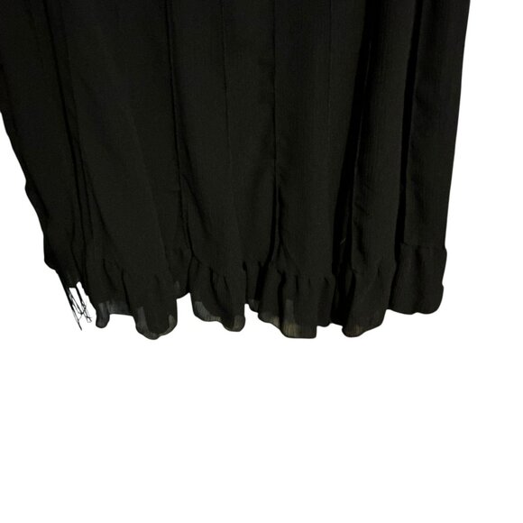 Sandra Darren Sleeveless Flowy Dress Black Sheer Size 14 Ruffled Hem - Picture 2 of 5